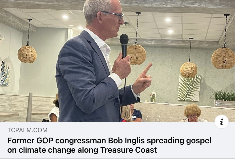 Former GOP congressman Bob Inglis spreading gospel on climate change along Treasure Coast